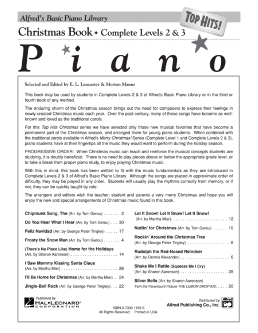 Alfred's Basic Piano Library Top Hits! Christmas Complete Piano Method scores gallery preview page 2