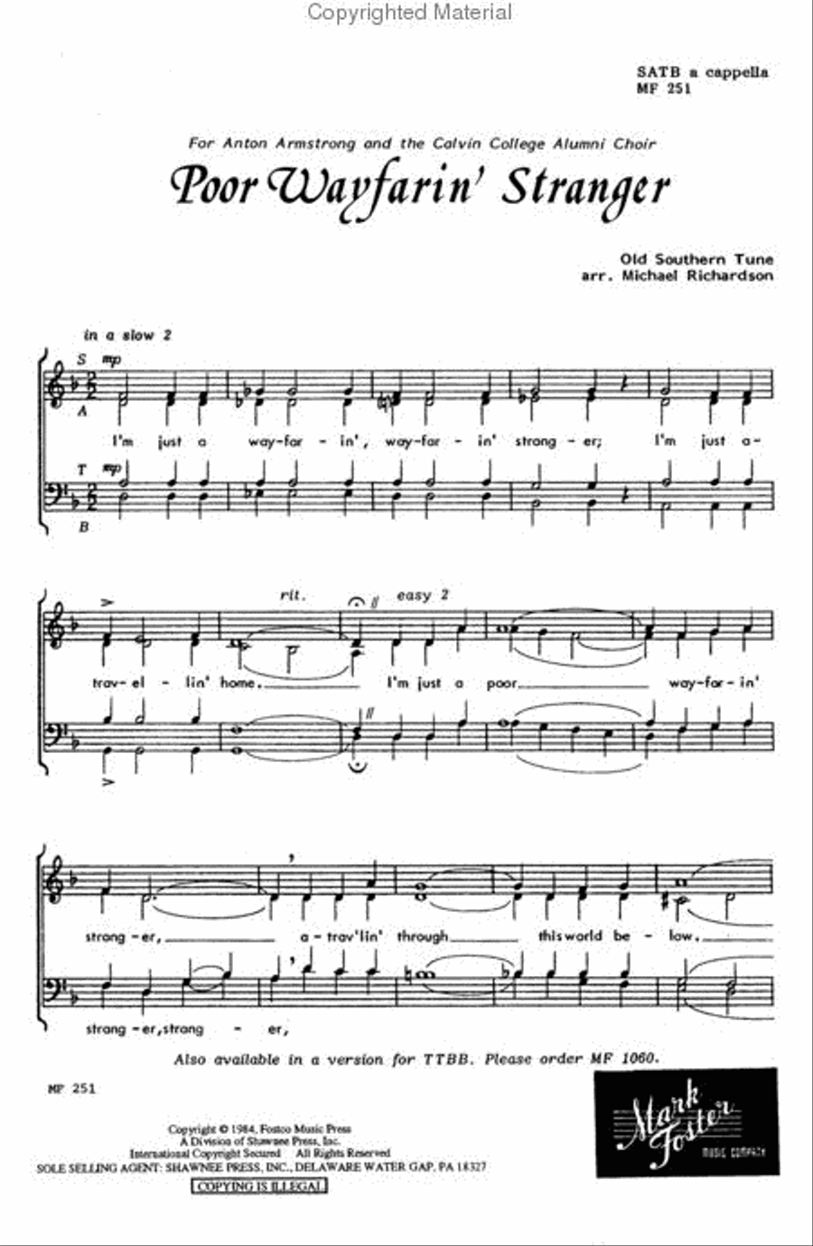 Poor Wayfarin' Stranger Poor Wayfarin' Stranger 4-Part scores gallery preview page 2
