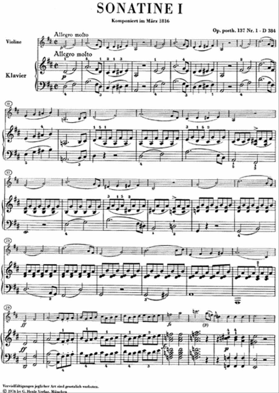 Sonatinas for Piano and Violin Op. Post. 137 Violin Solo scores gallery preview page 2