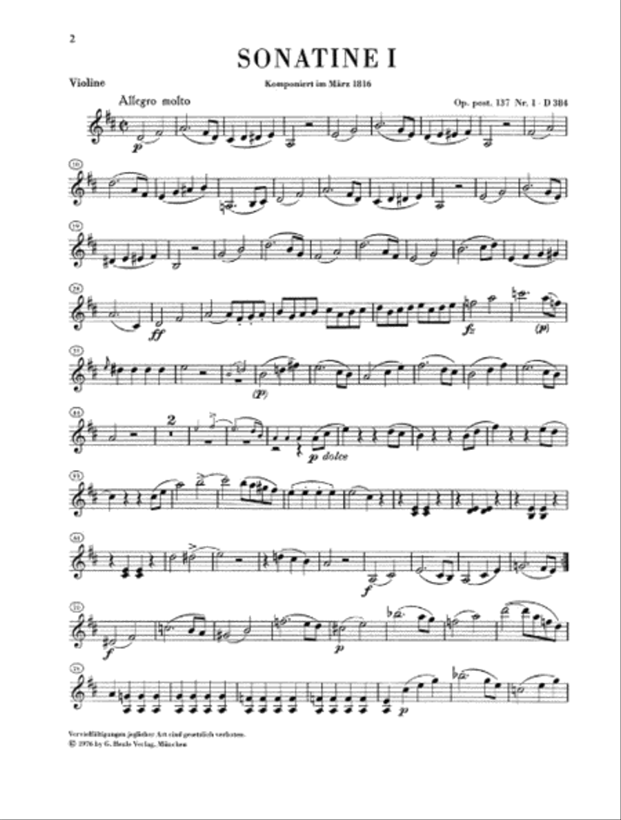 Sonatinas for Piano and Violin Op. Post. 137 Violin Solo scores gallery preview page 4