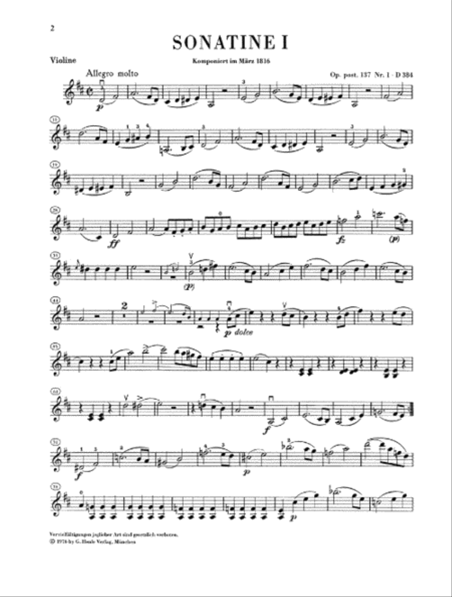 Sonatinas for Piano and Violin Op. Post. 137 Violin Solo scores gallery preview page 5