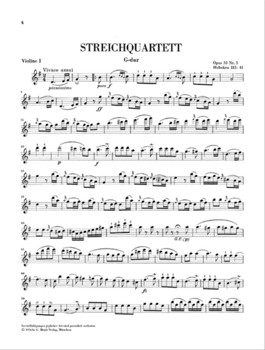 String Quartets, Vol. V, Op. 33 (Russian Quartets) String Quartet scores gallery preview page 3