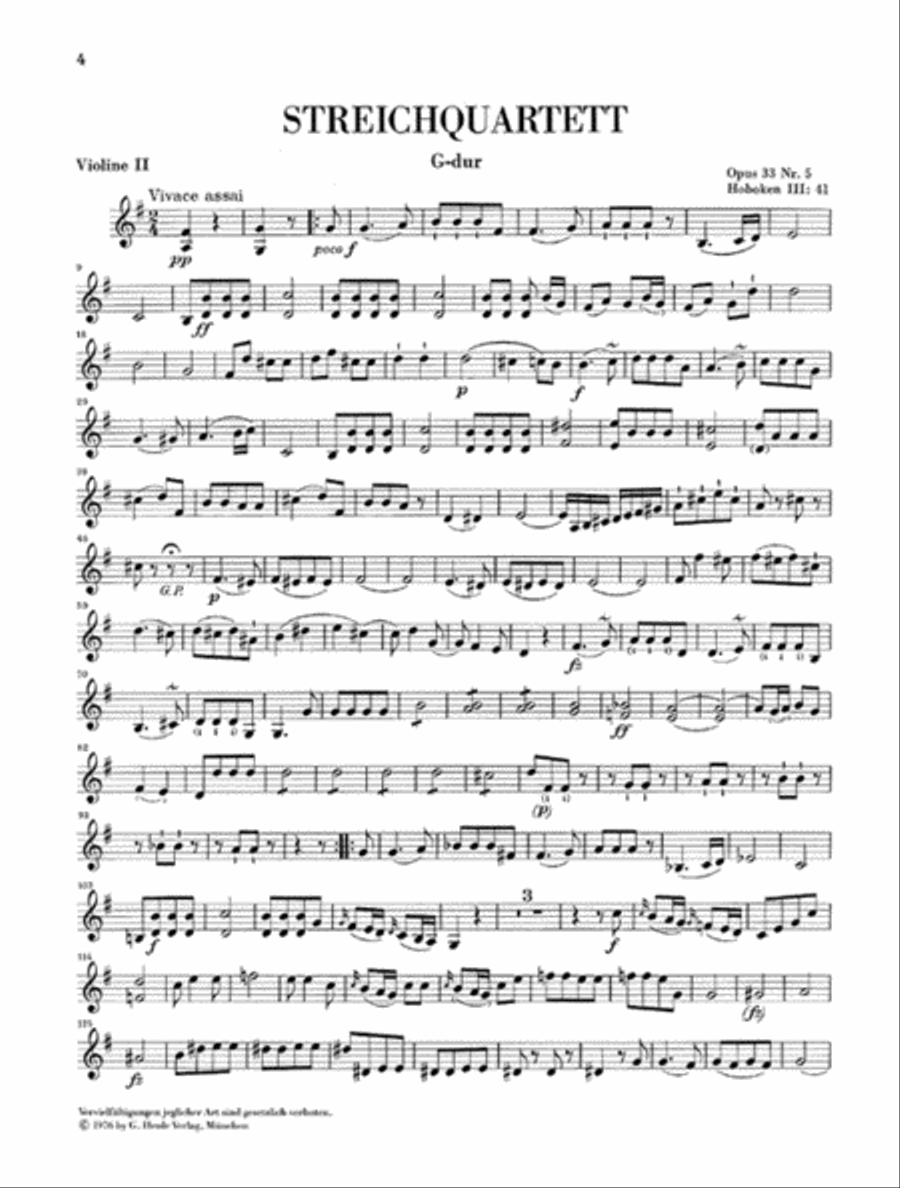 String Quartets, Vol. V, Op. 33 (Russian Quartets) String Quartet scores gallery preview page 4