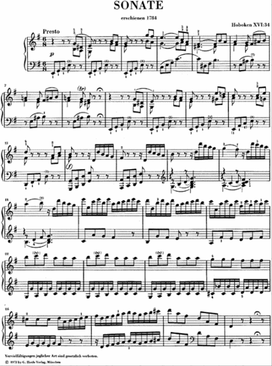 Piano Sonata in E minor Hob.XVI:34 Piano Solo scores gallery preview page 2