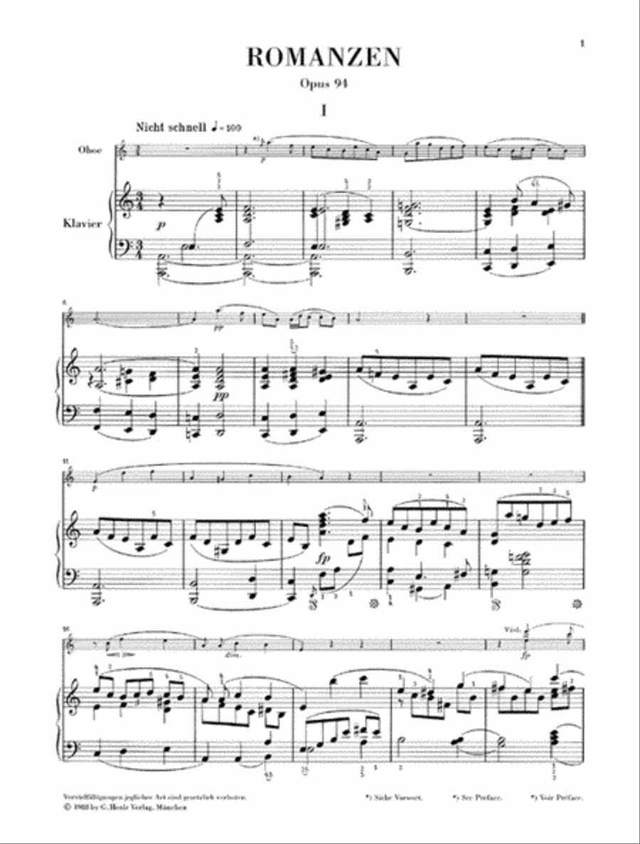 Romances for Oboe and Piano, Op. 94 Clarinet Solo scores gallery preview page 3