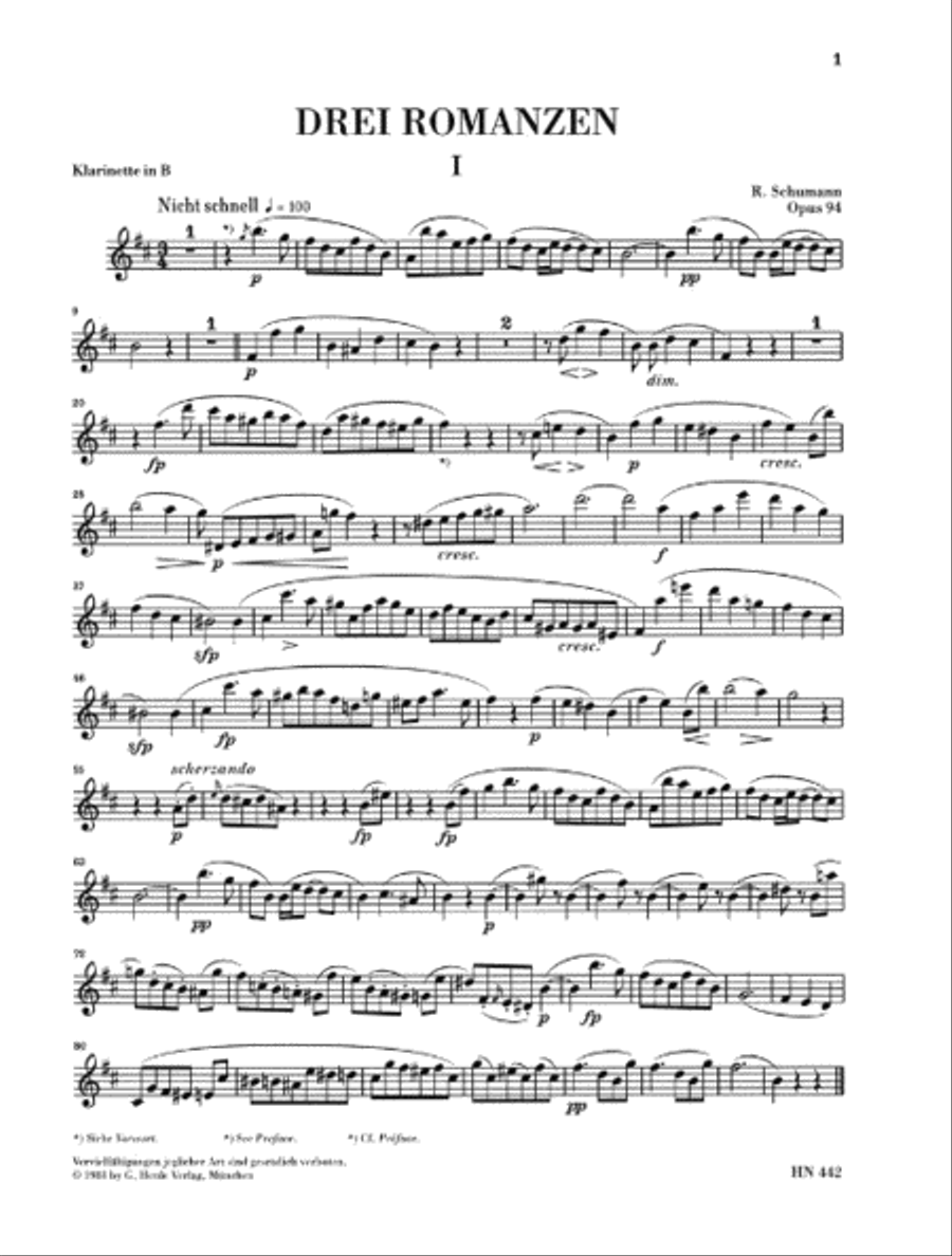 Romances for Oboe and Piano, Op. 94 Clarinet Solo scores gallery preview page 4