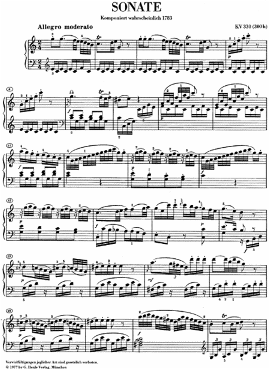 Piano Sonata in C Major K330 (300h) Piano Solo scores gallery preview page 2