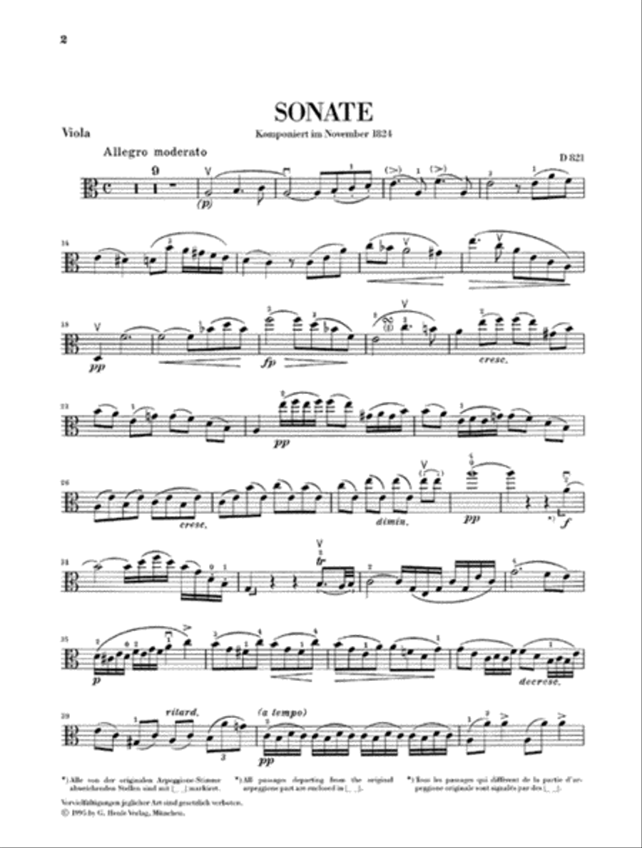 Sonata for Piano and Arpeggione A minor D 821 (Op. Posth.) Piano Accompaniment scores gallery preview page 4