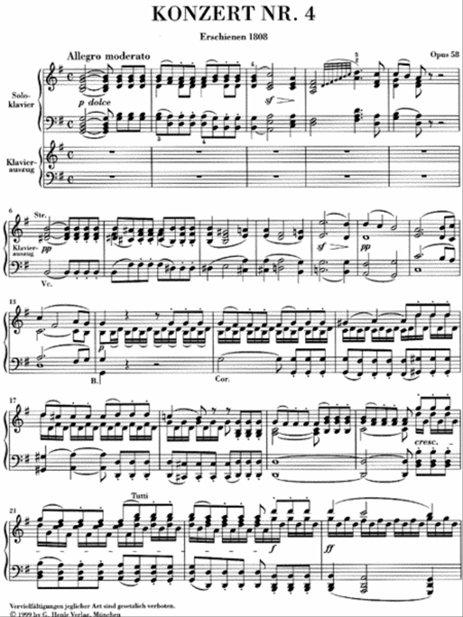 Concerto for Piano and Orchestra G Major Op. 58, No. 4 Piano Solo scores gallery preview page 2