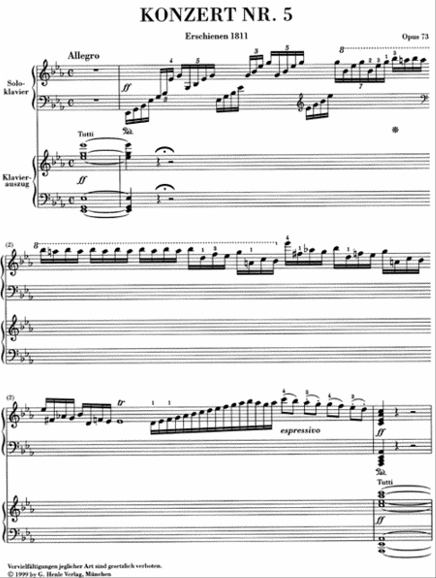 Concerto for Piano and Orchestra E Flat Major Op. 73, No. 5 Piano Solo scores gallery preview page 2