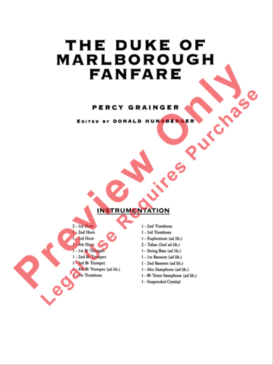 The Duke of Marlborough Fanfare Concert Band scores gallery preview page 3