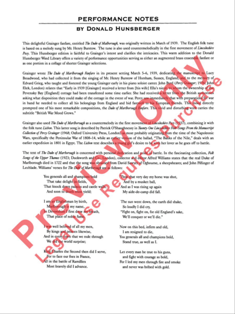 The Duke of Marlborough Fanfare Concert Band scores gallery preview page 5