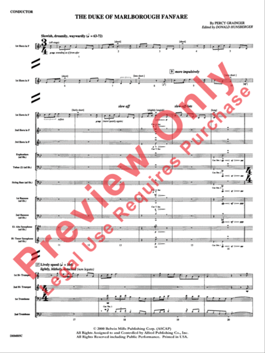 The Duke of Marlborough Fanfare Concert Band scores gallery preview page 7