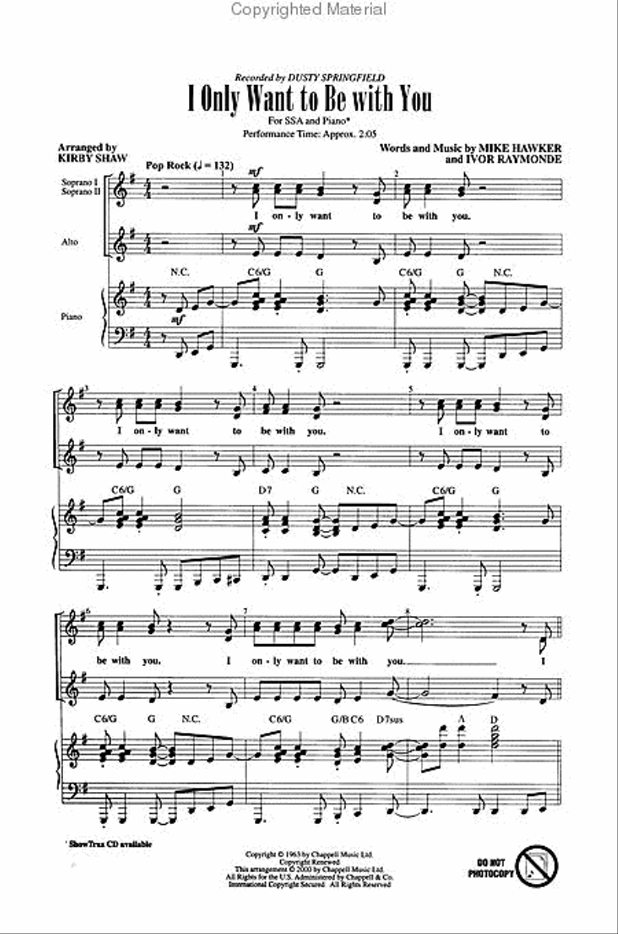 I Only Want to Be with You SSA scores gallery preview page 2
