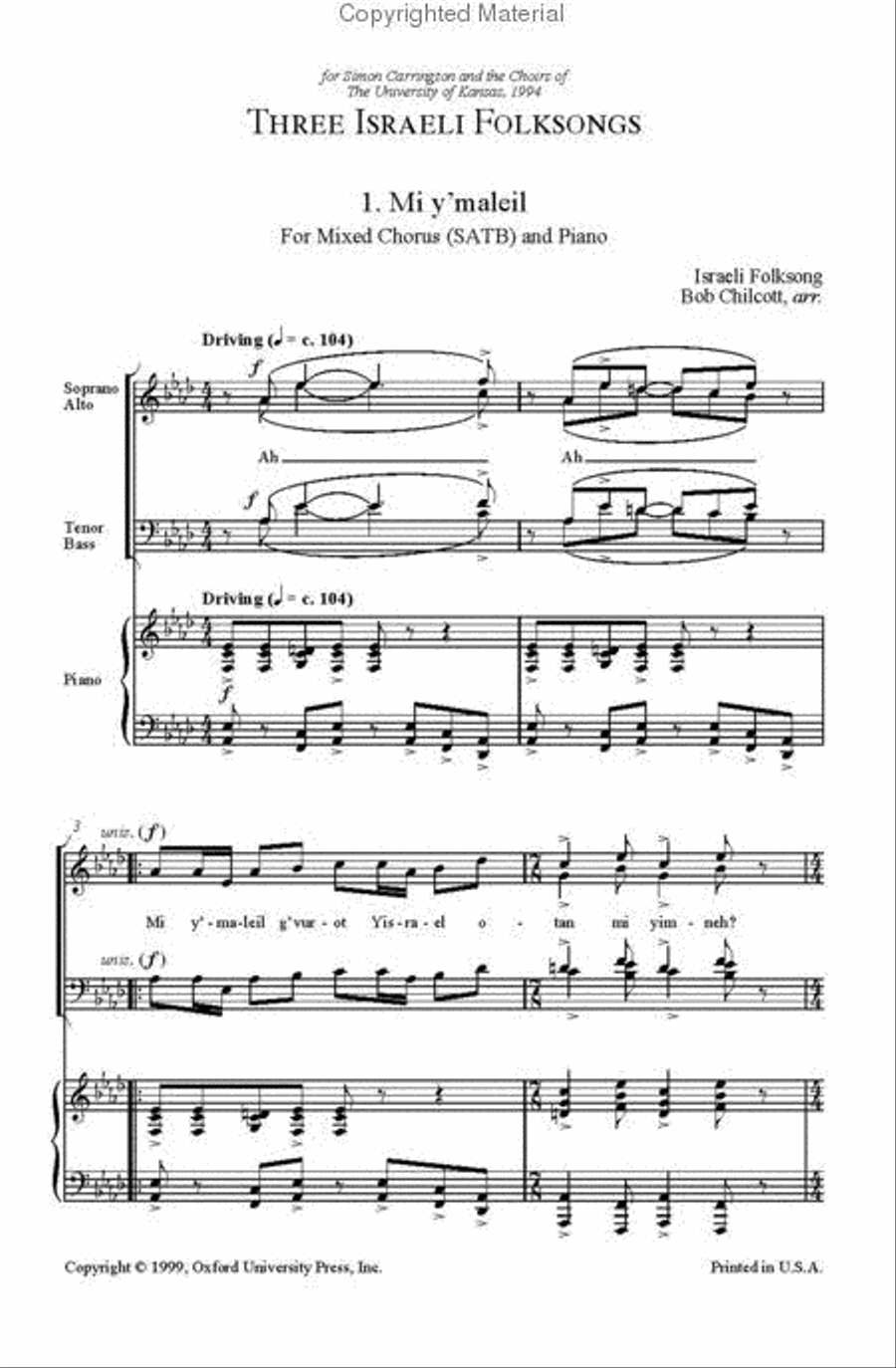 Mi y'maleil 4-Part scores gallery preview page 3