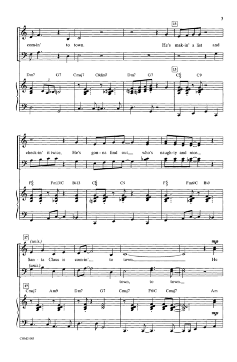 Santa Claus Is Comin' to Town 4-Part scores gallery preview page 3