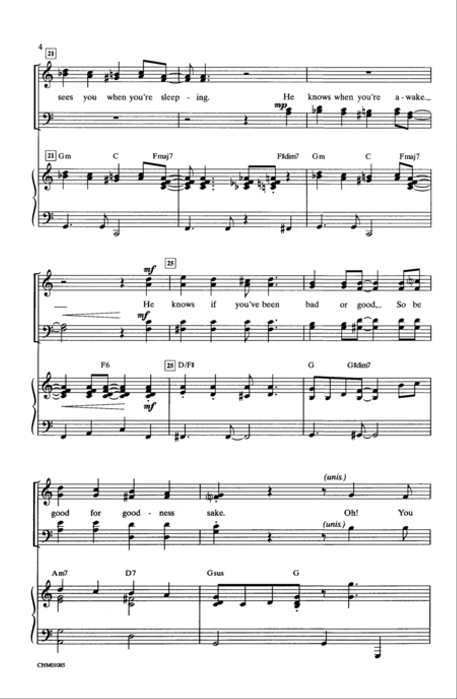 Santa Claus Is Comin' to Town 4-Part scores gallery preview page 4