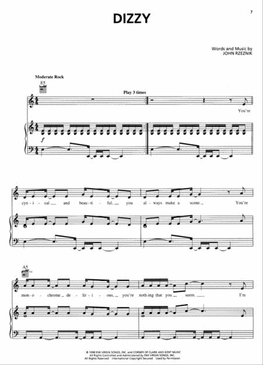 Dizzy Up The Girl Piano, Vocal, Guitar scores gallery preview page 2