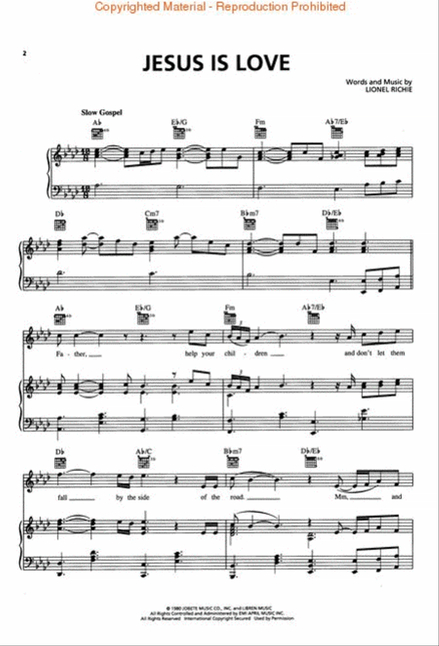 Jesus Is Love Piano, Vocal, Guitar scores gallery preview page 2