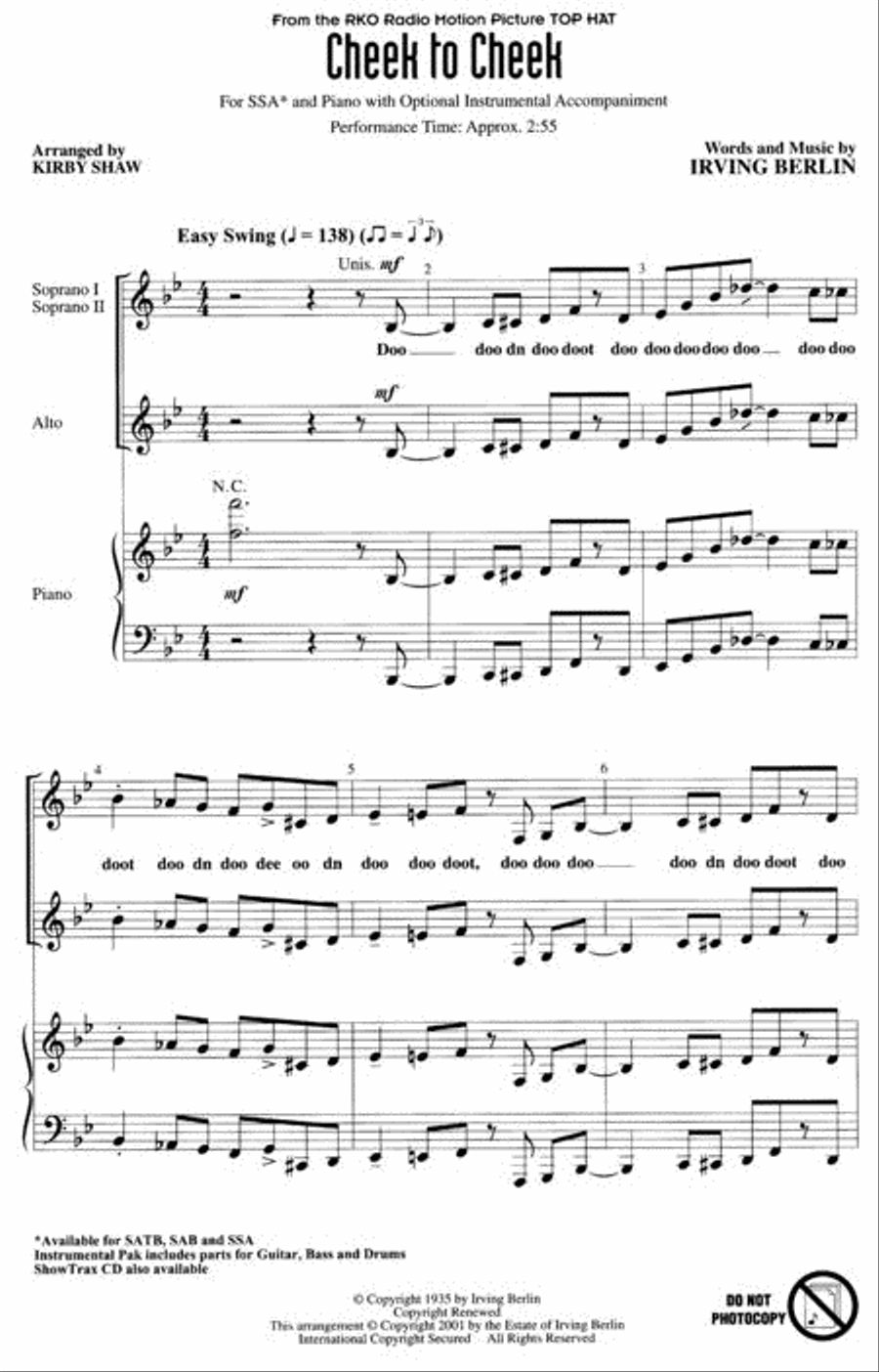 Cheek to Cheek (Key: Ab) Cheek to Cheek (Key: Ab) SSA scores gallery preview page 2