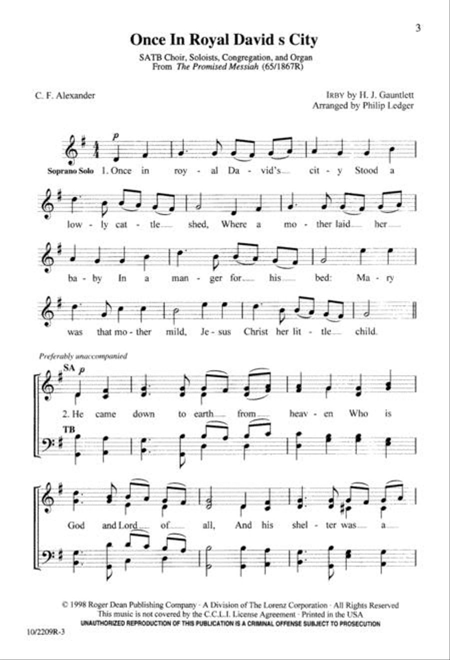 Once in Royal David's City 4-Part scores gallery preview page 2