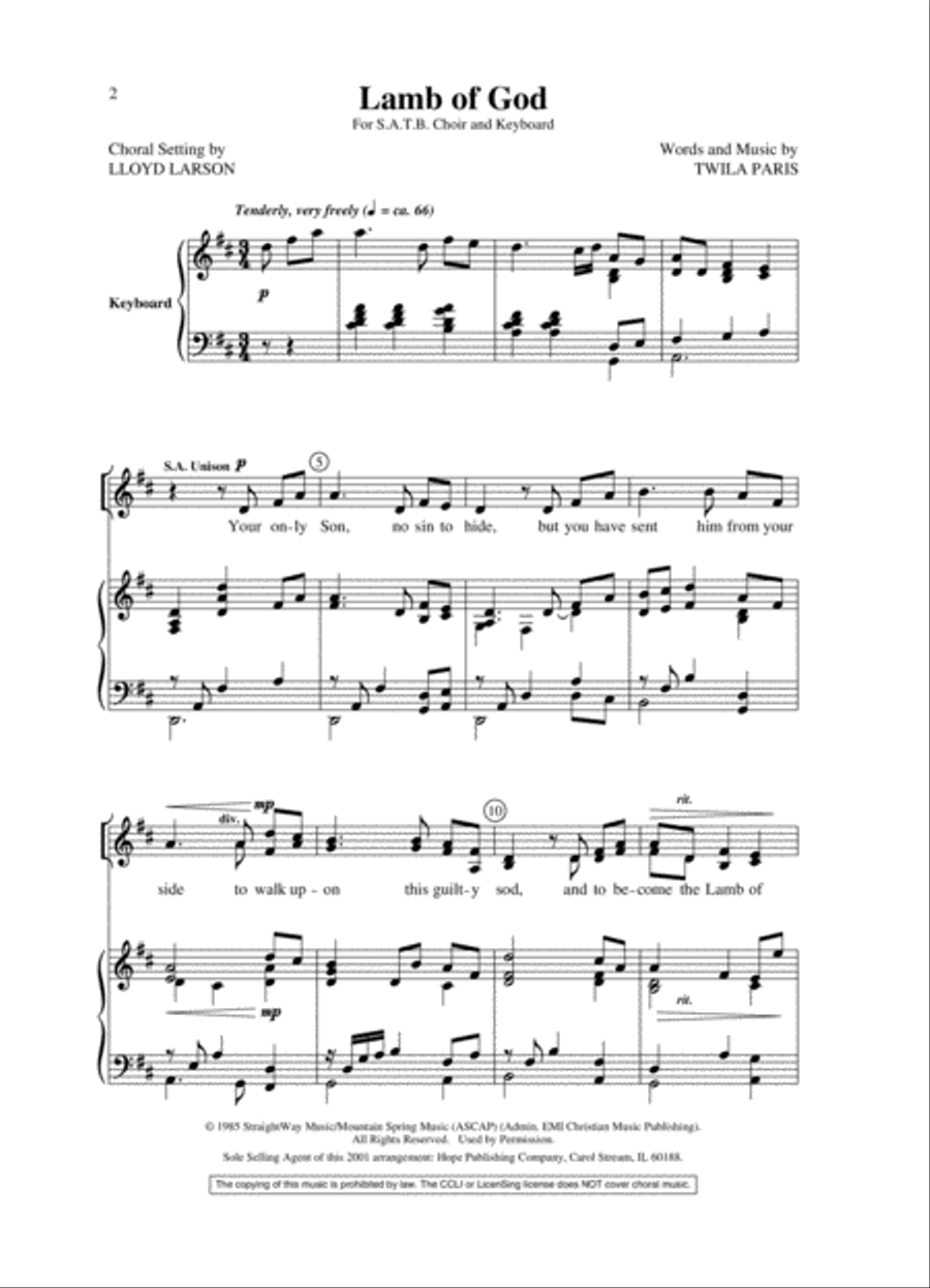 Lamb of God Lamb of God 4-Part scores gallery preview page 3