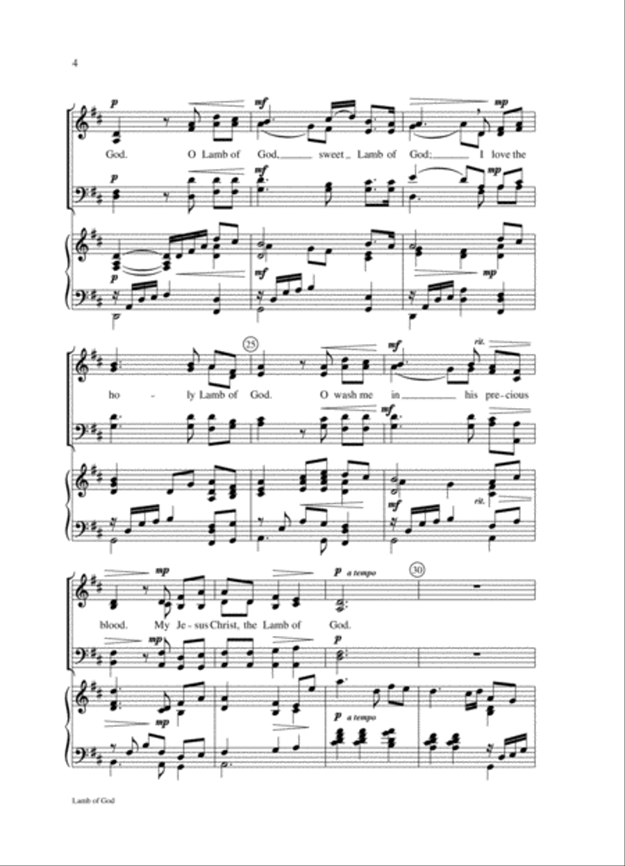 Lamb of God Lamb of God 4-Part scores gallery preview page 5