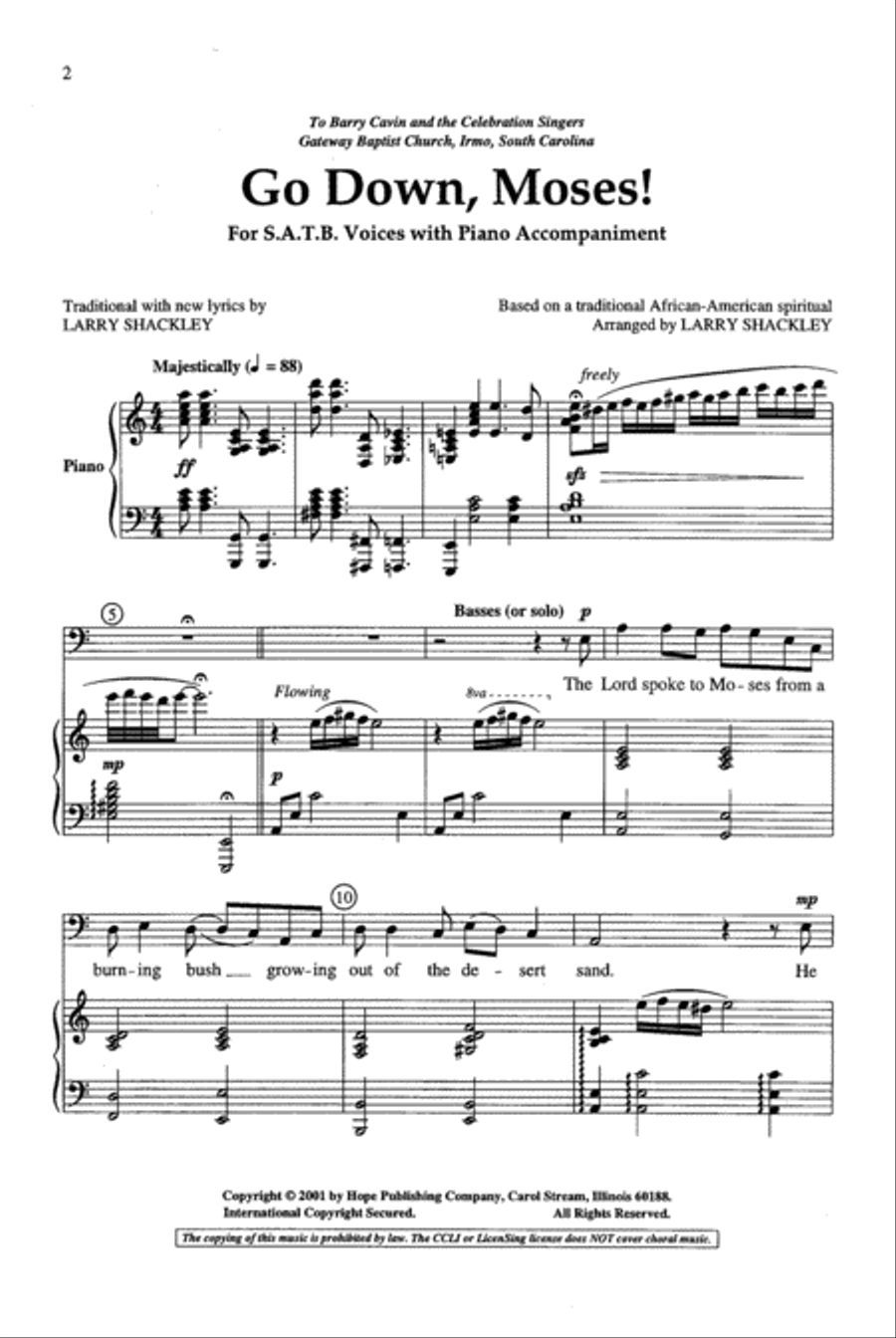 Go Down, Moses! Go Down, Moses! 4-Part scores gallery preview page 2