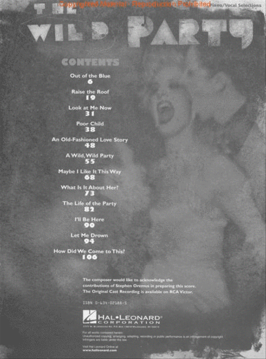 The Wild Party Piano, Vocal, Guitar scores gallery preview page 2