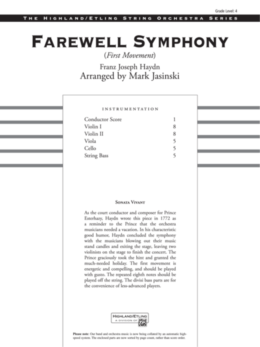 Farewell Symphony, 1st Movement String Orchestra scores gallery preview page 2