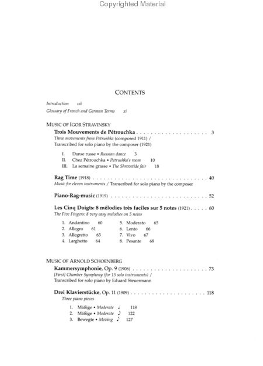 Twentieth-Century Piano Classics -- Eight Works by Stravinsky, Schoenberg and Hindemith Piano Solo scores gallery preview page 2