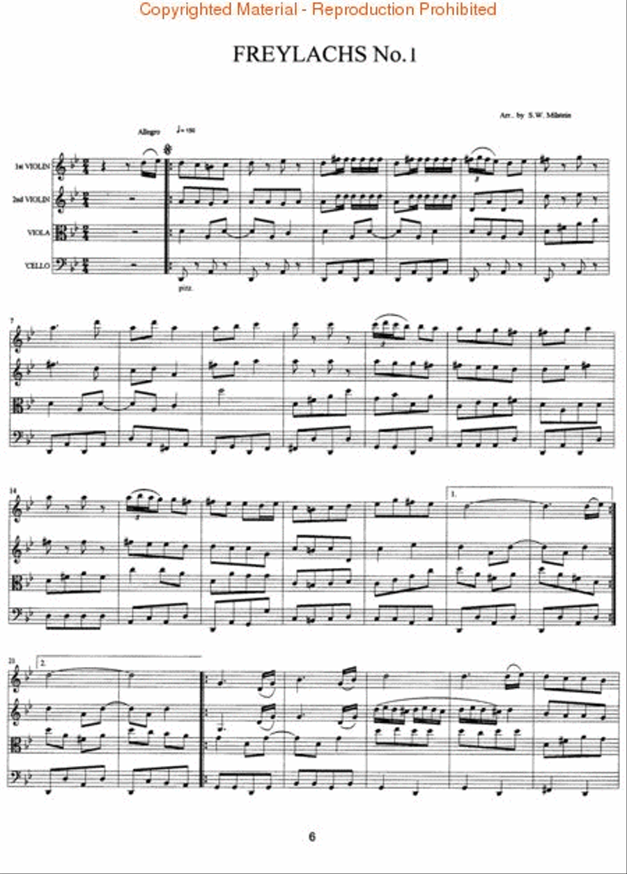 Klezmer Freylachs for String Quartet String Quartet scores gallery preview page 3
