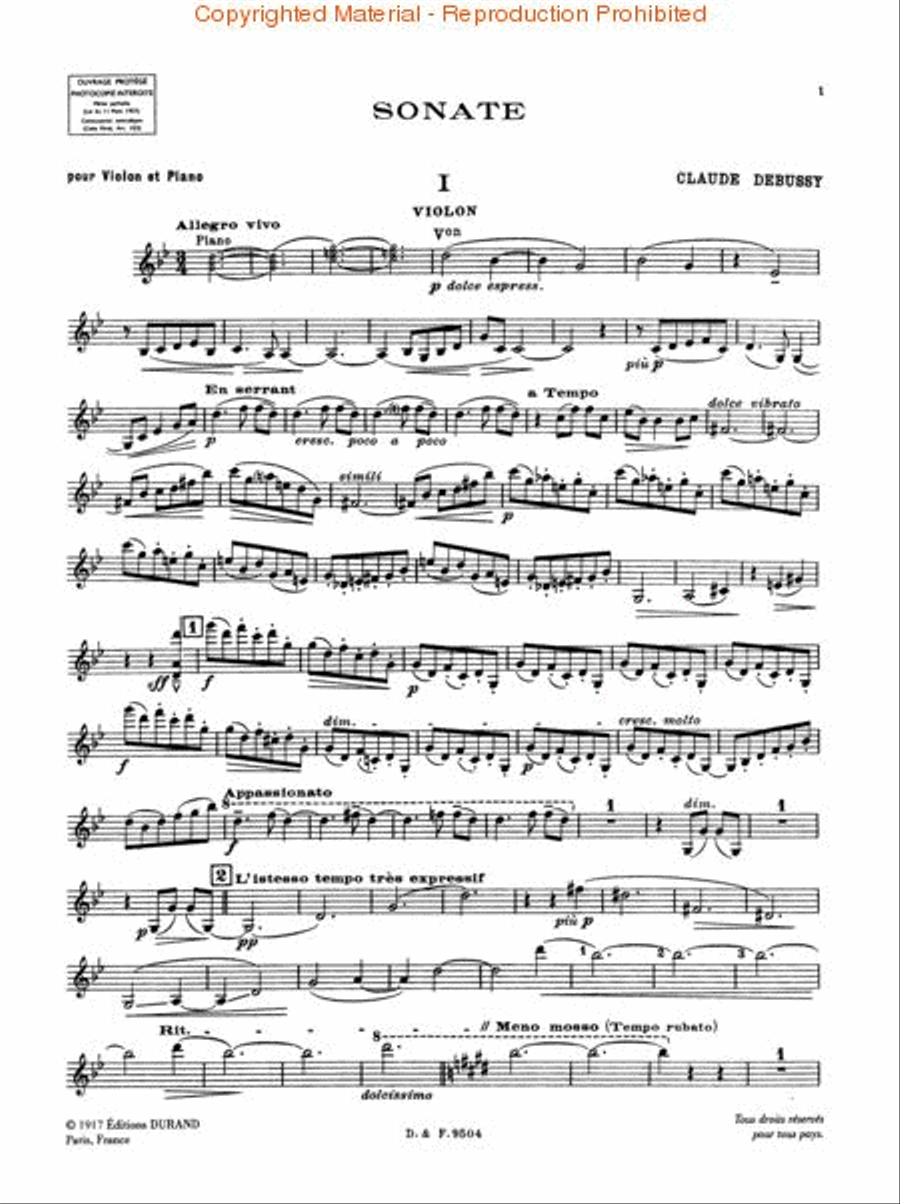 Sonate (Sonata) for Violin and Piano Violin Solo scores gallery preview page 2