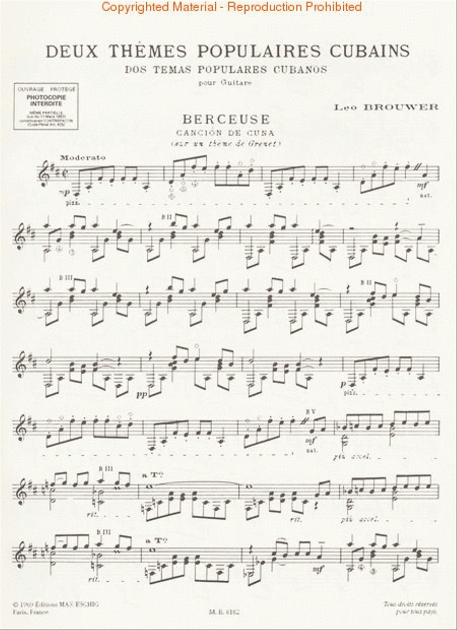 2 Thèmes Populaires Cubains (2 Popular Cuban Themes) Acoustic Guitar scores gallery preview page 2
