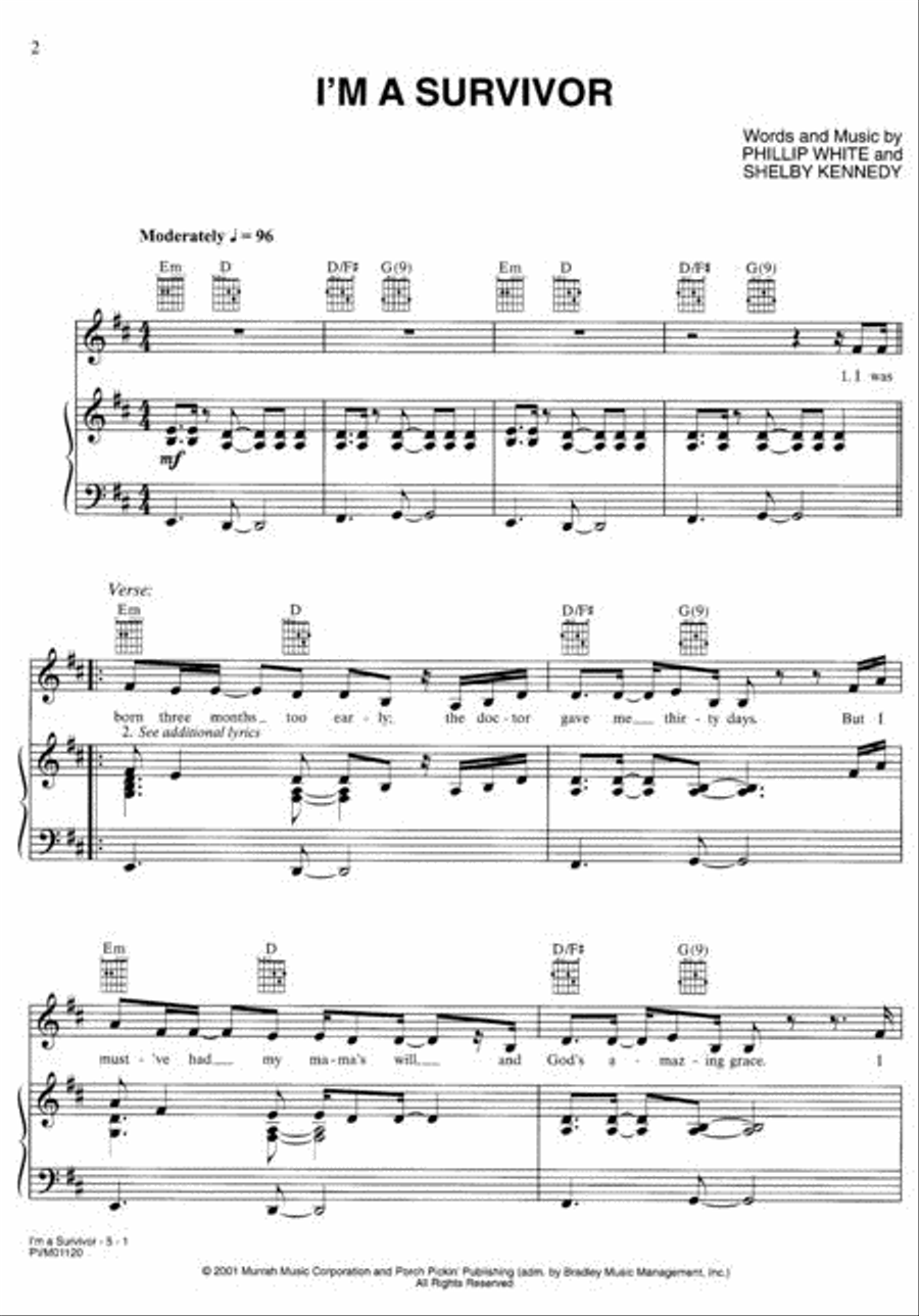 I'm a Survivor Piano, Vocal, Guitar scores gallery preview page 2