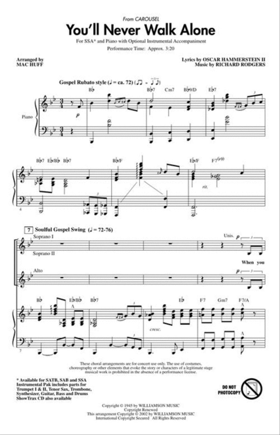 You'll Never Walk Alone You'll Never Walk Alone SSA scores gallery preview page 4