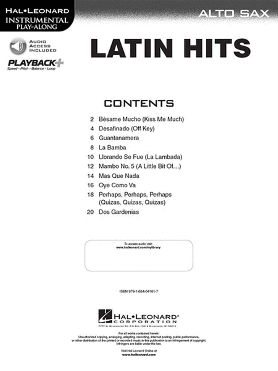 Latin Hits – Instrumental Play Along for Alto Sax Alto Saxophone scores gallery preview page 2