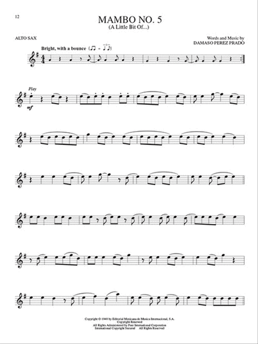 Latin Hits – Instrumental Play Along for Alto Sax Alto Saxophone scores gallery preview page 4