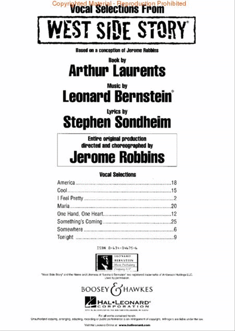 West Side Story - Vocal Selections Piano, Vocal scores gallery preview page 2