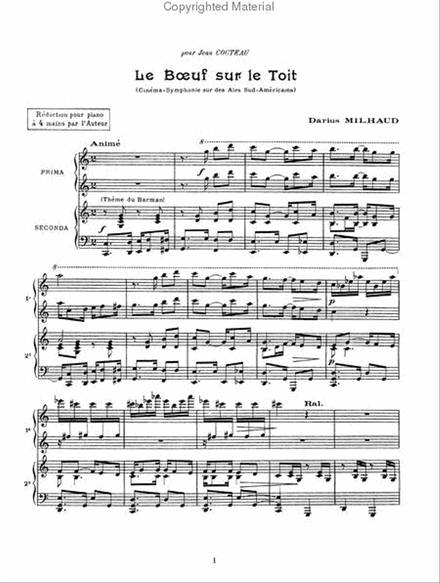 Le Boeuf sur le Toit for Piano Four Hands, Opus 58 Piano Solo scores gallery preview page 2