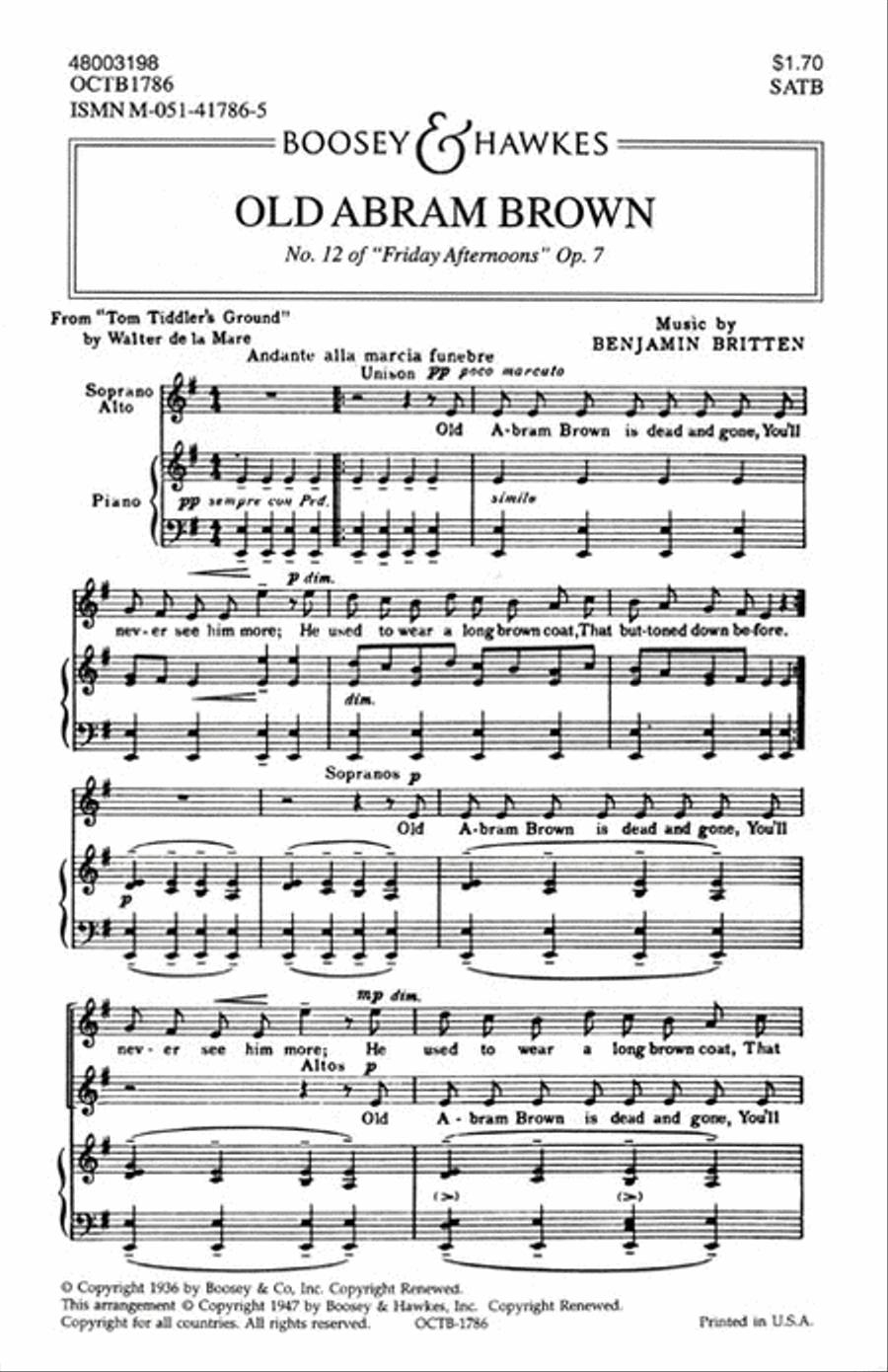 Old Abram Brown 4-Part scores gallery preview page 1