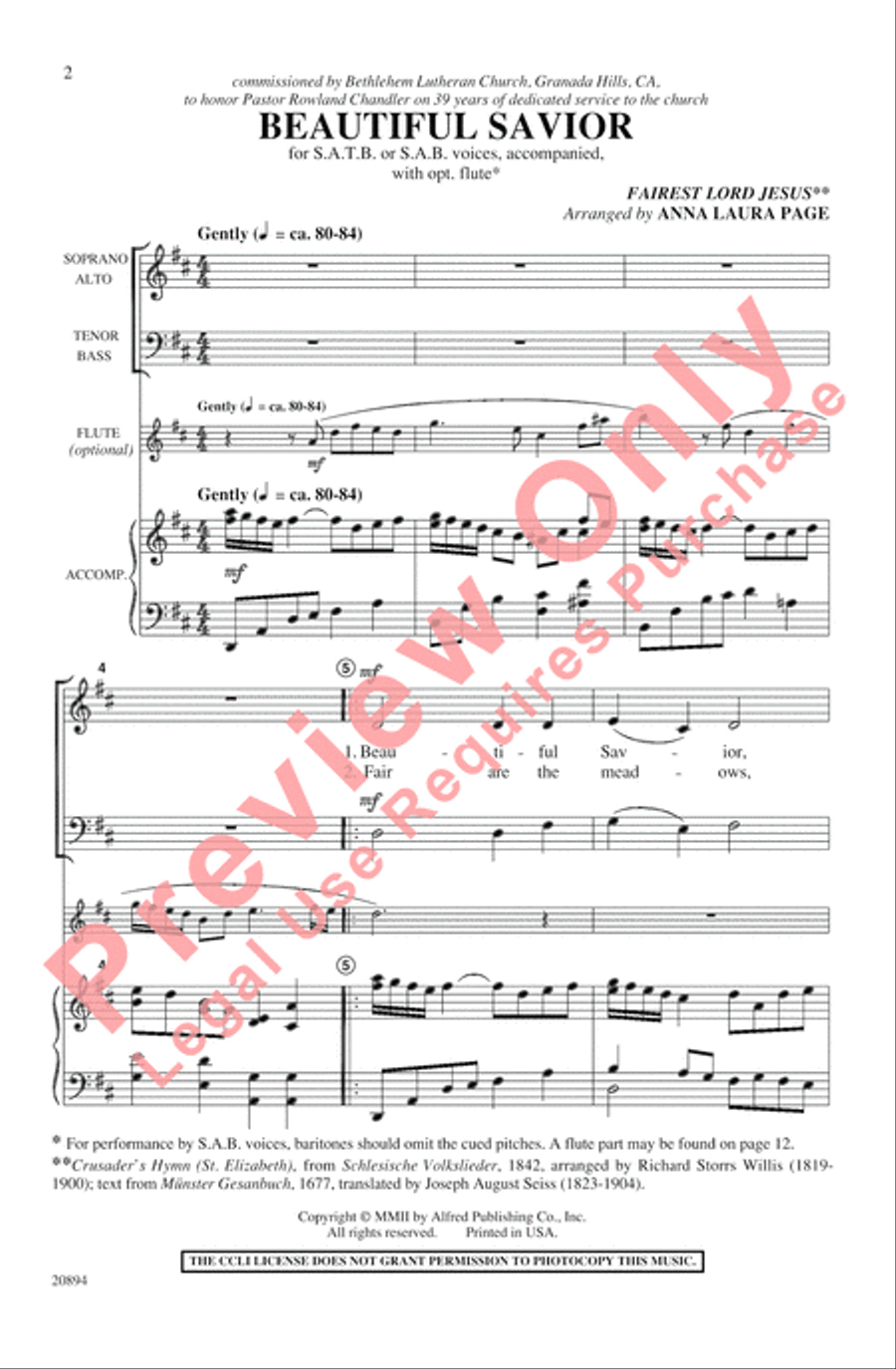 Beautiful Savior Beautiful Savior 4-Part scores gallery preview page 2