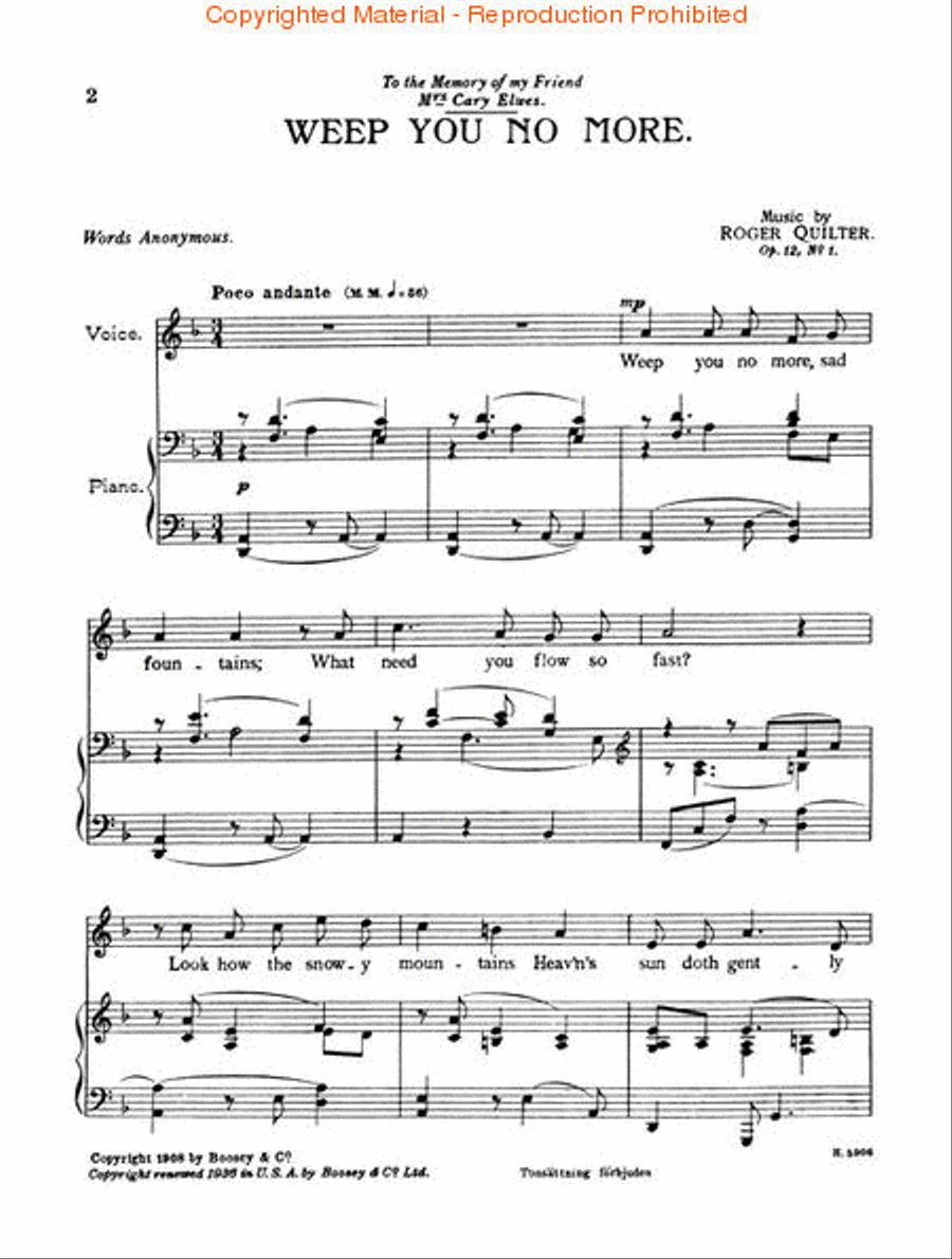 Seven Elizabethan Lyrics, Op. 12 Low Voice scores gallery preview page 2