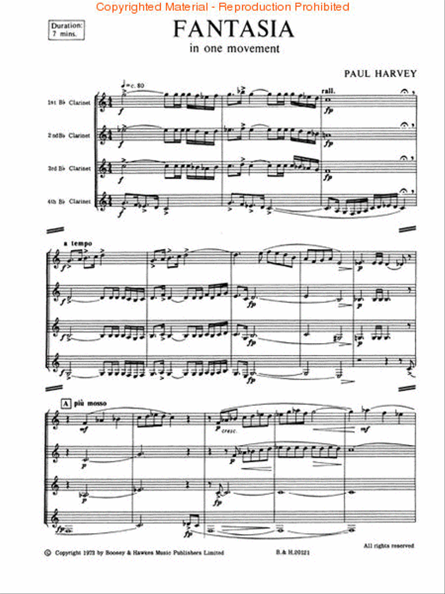 Fantasia in One Movement Fantasia in One Movement Clarinet Quartet scores gallery preview page 2