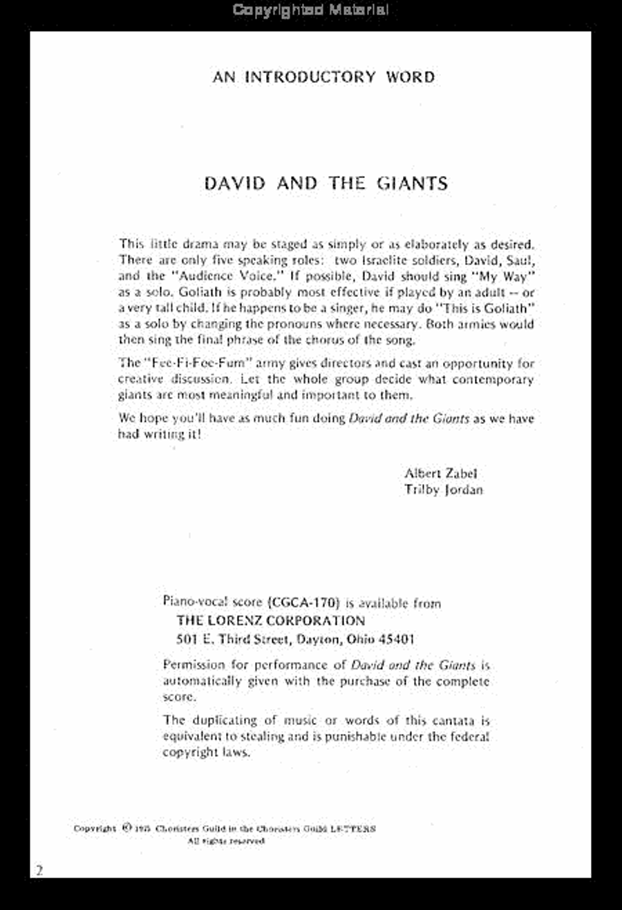 David and the Giants - Singer's Edition Unison Choir scores gallery preview page 2