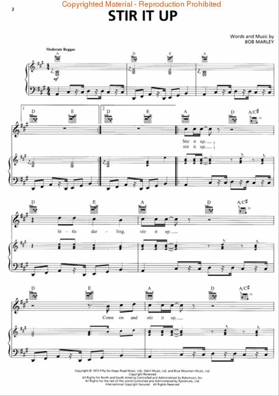 One Love – The Very Best of Bob Marley & The Wailers Piano, Vocal, Guitar scores gallery preview page 3
