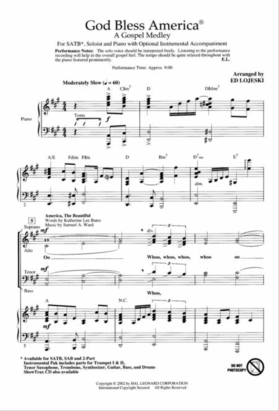 God Bless America! - A Gospel Medley 4-Part scores gallery preview page 2