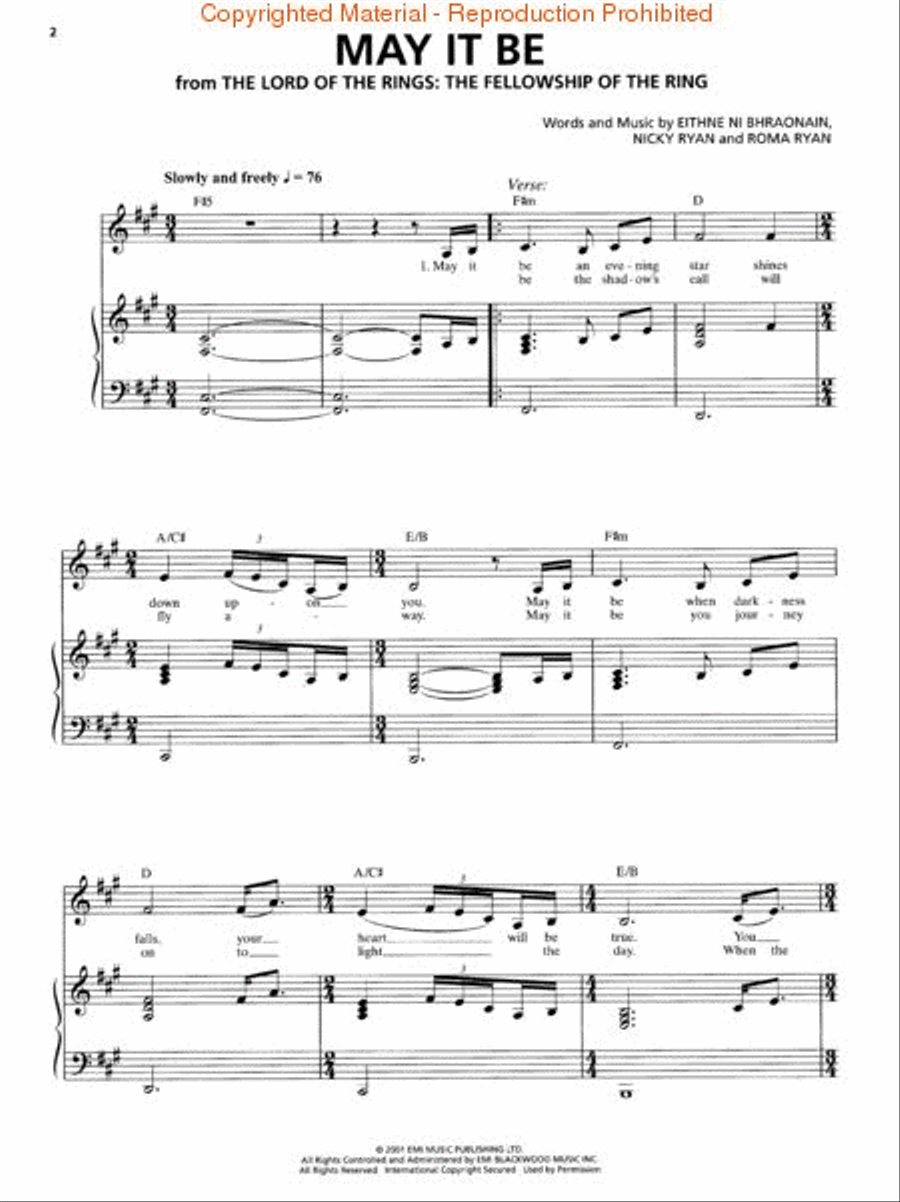 May It Be Piano, Vocal scores gallery preview page 2