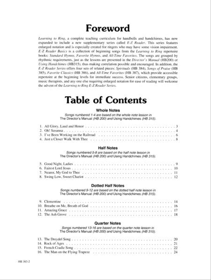 E-Z Reader Basics E-Z Reader Basics Handbell scores gallery preview page 2