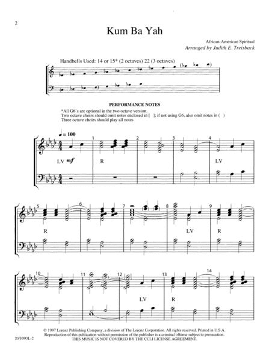 Kum Ba Yah 3-Octaves scores gallery preview page 2